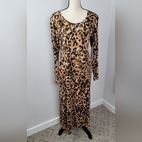 CAbi Style #4216 Driver's Seat Selma Cheetah Print Midi Mobwife Dress Sz M NEW - Picture 5 of 16